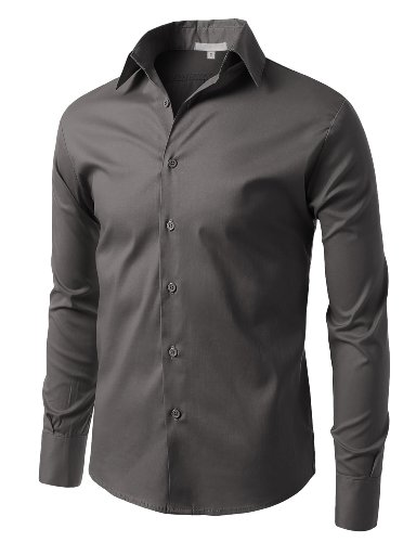 LE3NO Mens Comfortable Slim Fit Tailored Button Down Shirt
