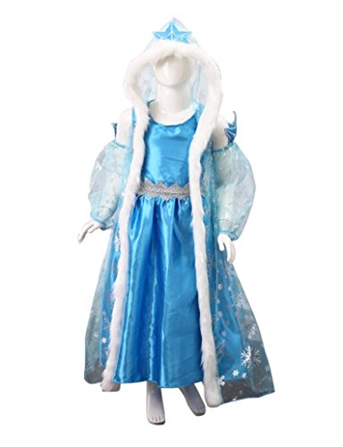 MissFox Disfraces De Niña Disfraz De Elsa Frozen 110CM FTJM