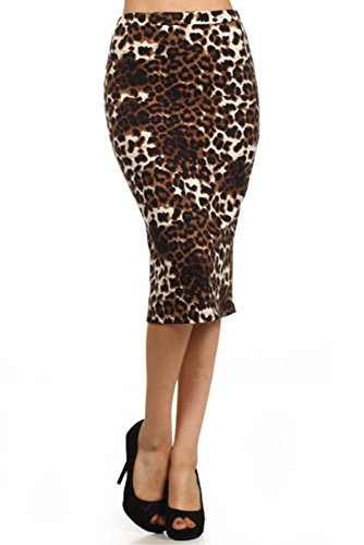 Moa Print Short Knee Length Pencil Skirt