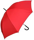 RainStoppers Auto Open European Hook Handle Umbrella, Red, 48-Inch