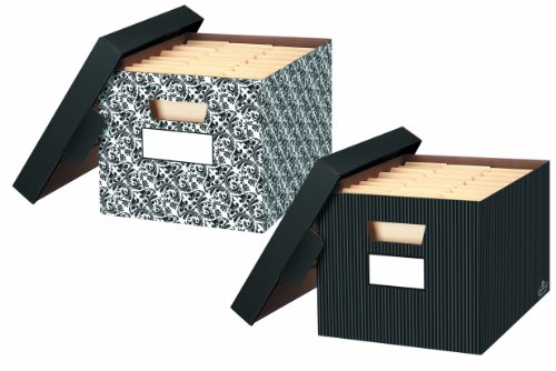 Bankers Box Letter/legal File Extra Stength 10x12x15 Decorative Series Black 2/pk