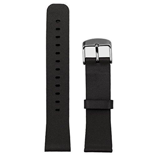 FLK Soft Genuine Leather Buckle Watchband Replacement for Apple Watch 42mm (Black)