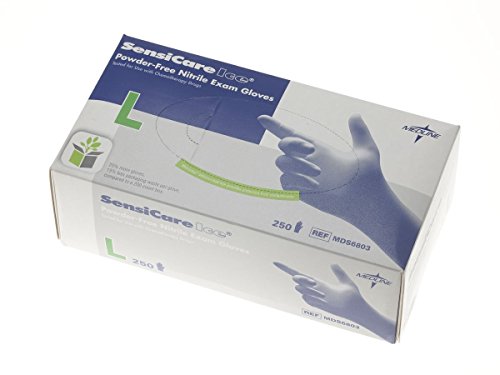 Medline SensiCare Ice Blue Nitrile Exam Gloves (MDS6803H-Large/250 Per Box)