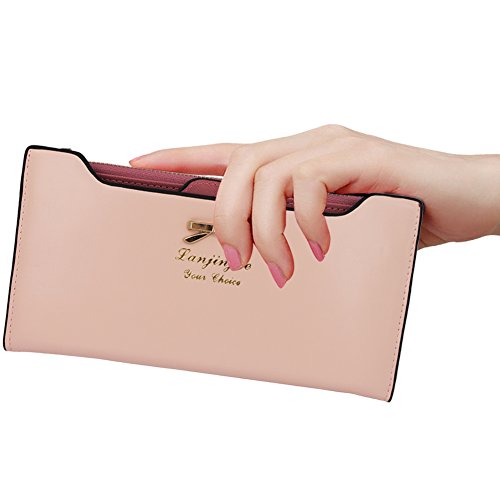 ECOMBOS Slim Women Long Leather Wallet Fashion Card Holder Purse
