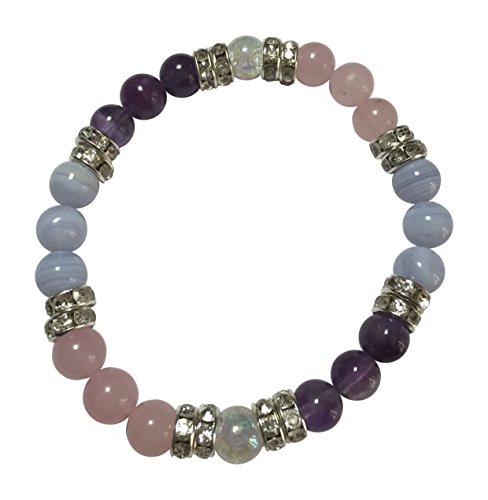 Peaceful Soul: Blue Lace Agate, Amethyst, & Rose Quartz Stretch Bracelet