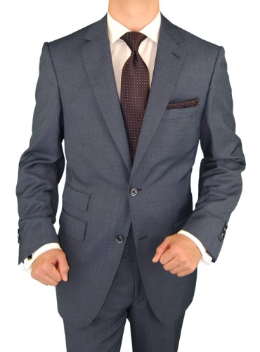 Bianco B Men's Suit Two Button 2 Piece Suit Ticket Pocket Side Vent Jacket