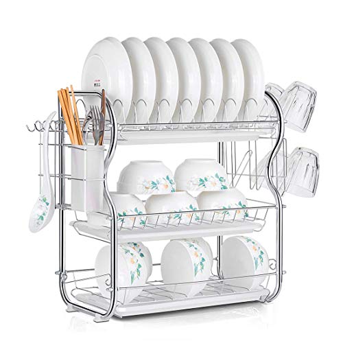 Algopix Similar Product 18 - Dish Drying Rack 3Tier Chrome Dish
