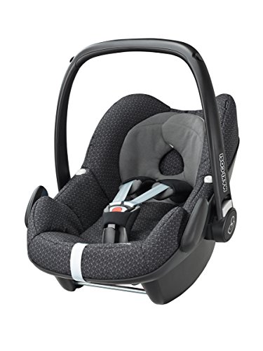 Maxi-Cosi Babyschale Pebble, bis ca. 12 Monate (0-13 kg), ISOFIX-Installation mit Maxi-Cosi Basisstation (separat erhältlich), Innovatives Gurtsystem erleichtert An- und Abschnallen, black crystal