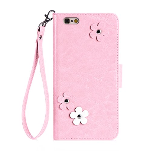 iPhone 6S Case, FYY [Top-Notch Series] Premium PU Leather Wallet Case with Photo Slot, Card Slots, Note Holder, Coin Pocket and Hand Strap for iPhone 6S Pink