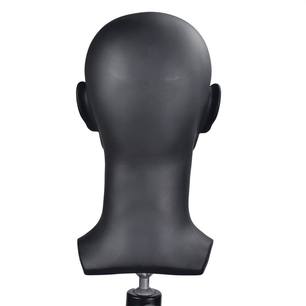 Testa di manichino professionale in pvc nero opaco per parrucche_voghion.com