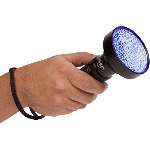 SUPER BRIGHT 100 LED Blacklight UV Flashlight- Emits a POWERFUL 30 Foot Ultraviolet Flood Light Beam – Finds Pet Urine Stains, Scorpion Hunting, Bed Bugs, Mold & Leak Detection – Commercial or Home