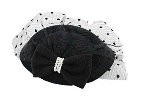 Women's Fascinators Hat Pillbox Hat Cocktail Party Hat with Veil Hair Clip