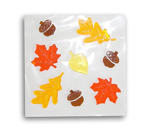 Fall Autumn Harvest Thanksgiving Leaf and Acorn Gel Window Clings - 11 Piece