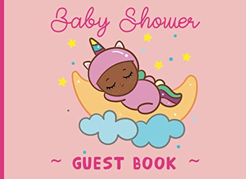 Baby Shower Guest Book – Unicorn themed with pink cover - 8.25 x 6 inches by S. D. M. T.