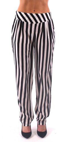Dinamit Women's Black White Harem Pants with Back Tie