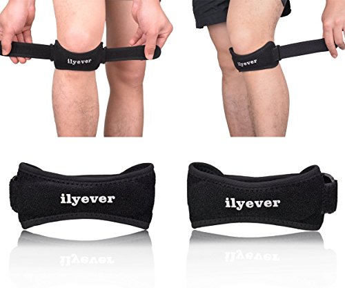 2 Pack,Ilyever Universal Size Jumpers Knee Patellar Tendon Support Strap Band Knee Support Brace Pads to Ease Patellar Tendonitis,Chondromalacia Patella,Runners or Jumpers Knee