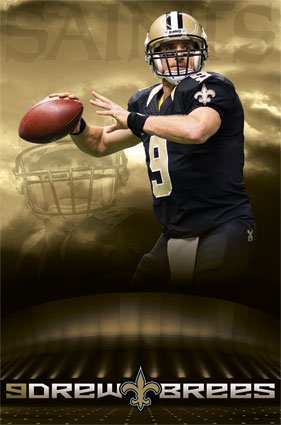 Drew Brees New Orleans Saints NFL Sports Poster