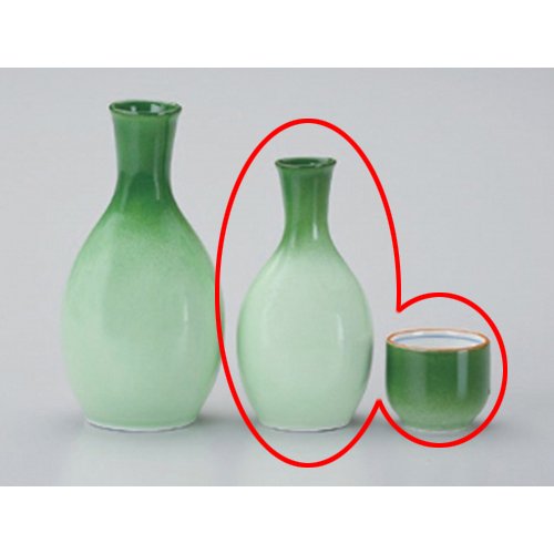 

Sake-related Goods Set utw316-26--27-794 [sake bottle 4.5floz sake cup 2.1 x 1.6 inch 1.7floz] Japanece ceramic Fresh green liquor bottle (small) + Sake set tableware