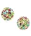Fancy Multi Color Crystal Pave Disco Ball Gold Tone Dome Pierced Stud Earrings Elegant Trendy Fashion Jewelry