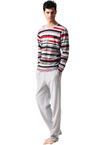 Suntasty Men's Sleepwear Lounge Set Long Sleeve Pajamas Pants with Knit Top
