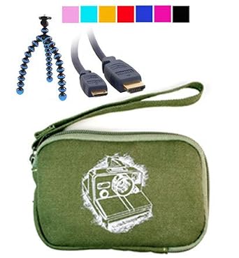 Carry Case for Kodak PlaySport Zx3 HD Camcorder + HDMI Mini Cable with Blue Tripod for Playspot Zx3 HD Pocket Camcorder
