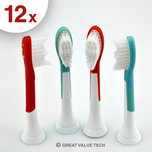 NEW GENERIC BRAND Set of 12 Replacement Toothbrush Heads for Philips Sonicare Kid's Toothbrush