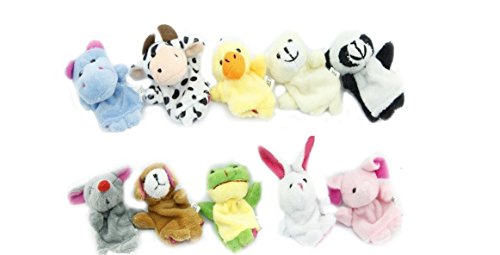 XKX10pcs Velvet Animal Style Finger Puppets Set