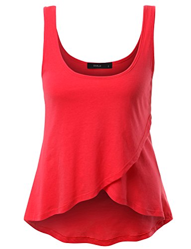 Doublju Women Casual Rap Designed Sleeveless Crop Tank Top
