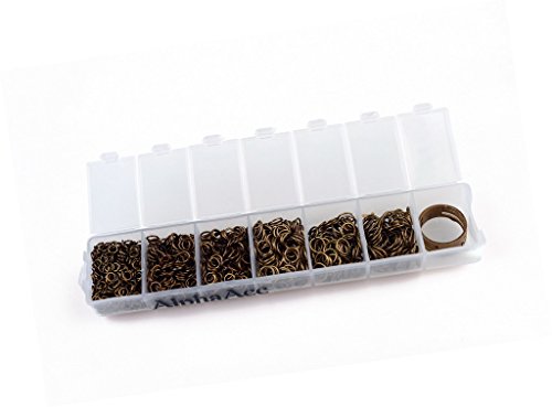 AlphaAcc 1260 Antique Bronzed Jump Rings 4mm to 9mm with Plastic Container and Ring