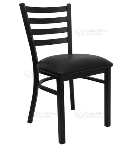 

HERCULES Series Black Ladder Back Metal Restaurant Chair with Black Vinyl Seat