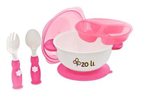 Zoli Baby Stuck Suction Feeding Bowl Kit - Pink