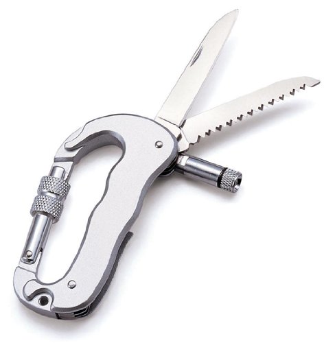 

Simplifestyle Creative Design Multi-functions Climbing Carabiners with Knife,Saw,LED Light Silver Style