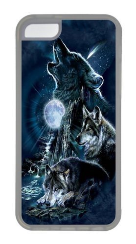 iPhone 5C Case,Bark At The Moon Wolf Custom TPU Soft Case Cover Protector for iPhone 5C Transparent