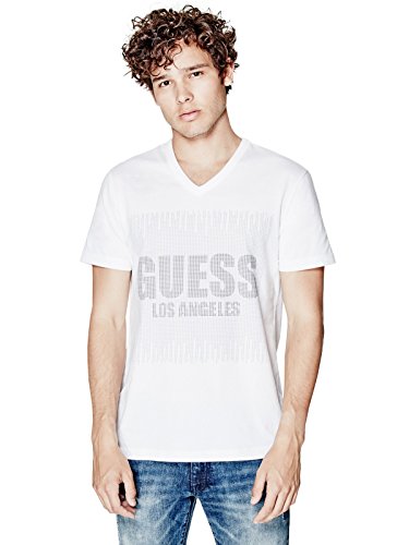 GUESS Men's Bron V-Neck Logo Tee