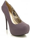 Qupid Neutral-210 Textured Nubuck Platform Pumps PURPLE