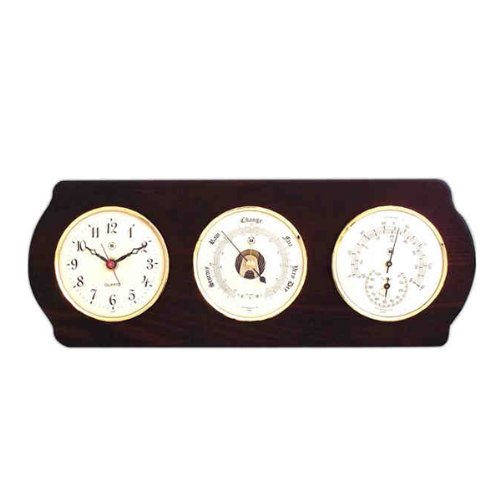 

Clock with Barometer, Thermometer and Hygrometer on Ash Wood Base