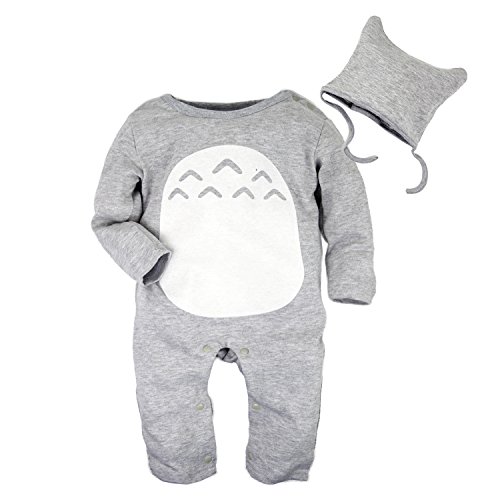 Big Elephant 2 Pieces Baby Boys Long Sleeve Totoro Romper with Hat Set D76