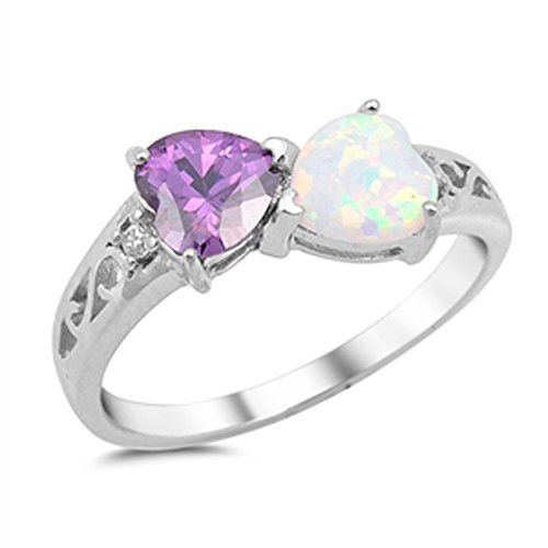 CHOOSE YOUR COLOR Sterling Silver Double Infinity Heart Promise Ring