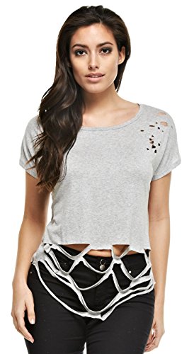Algopix Similar Product 4 - Destroyed Solid Tees for Juniors T