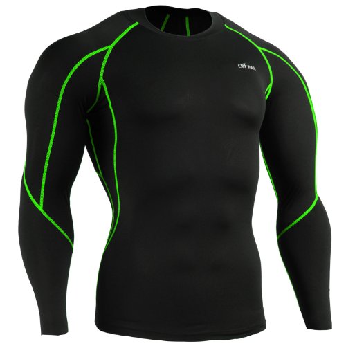 emFraa Men Women Skin Tight Compression Base layer Black Running Shirt S ~ XXL