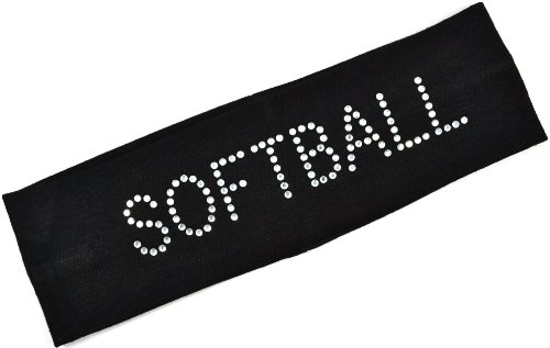 Funny Girl Designs SOFTBALL Rhinestone Cotton Stretch Headband for Girls, Teens and Adults - Softball Team Gifts