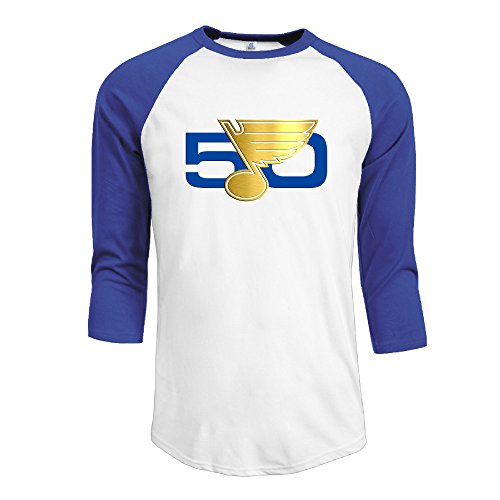 St. Louis Blues 50th Anniversary Logo Youth 3/4 Sleeve Raglan Shirt RoyalBlue X-Large