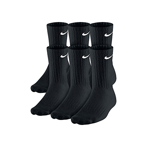Nike 6 Pack Performance Cotton Crew Band Socks -BLACK, L