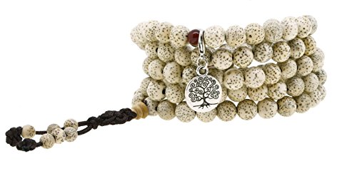 Tibetan Zen 8mm Lotus Seed 108 Prayer Beads Yoga Meditation Mala Necklace Wrap Bracelet with a Charm