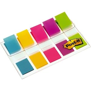 Post-it Flags, 1/2 inch, Assorted Bright Colors, One Dispenser of 100 Flags