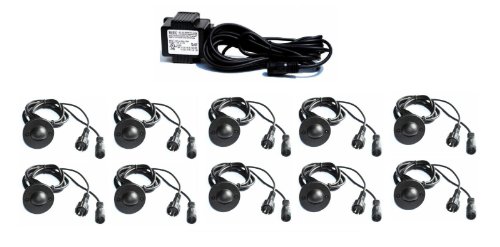 10 Compact Recessed Small White LED Lights Lighting with Transformer Wood Deck Yard Garden Patio Stairs Landscape Outdoor Flush Mount Installation Kit
