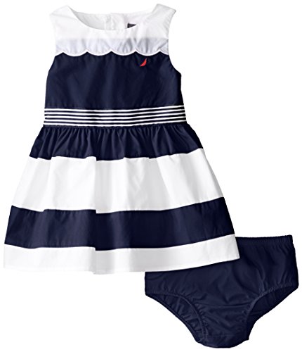

Nautica Baby Girls' Color Block Scallop Poplin Dress