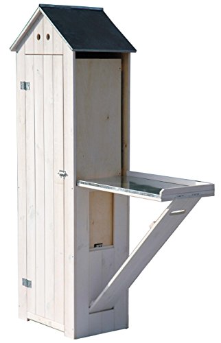 dobar 56215e Schweres Gartengerätehaus mit ausklappbarem Pflanztisch aus massivem Kiefernholz, fertig aufgebaut, 130 x 40 x 185 cm, 35 kg, weiß
