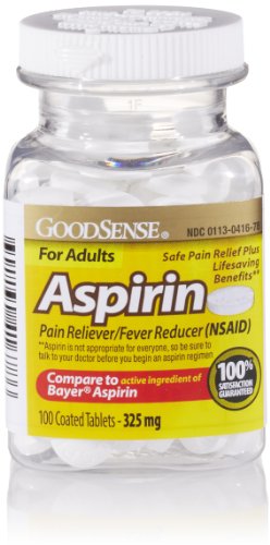 GoodSense Aspirin Pain Reliever 325 mg Coated Tablets, 100 Count