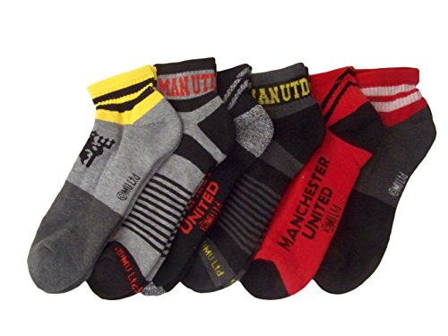 Manchester United Mens Sport Quarter Socks, Sizes 10-13, Asst. 6pk, 46933g